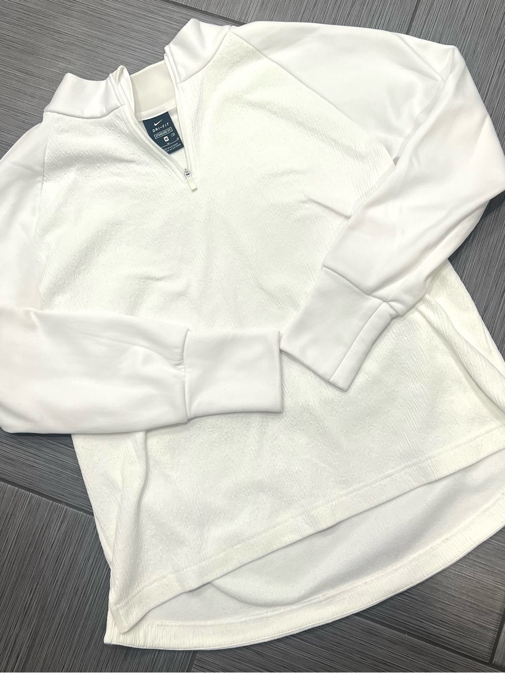 Nike Women’s White textured Quarter-Zip Pullover Sweater